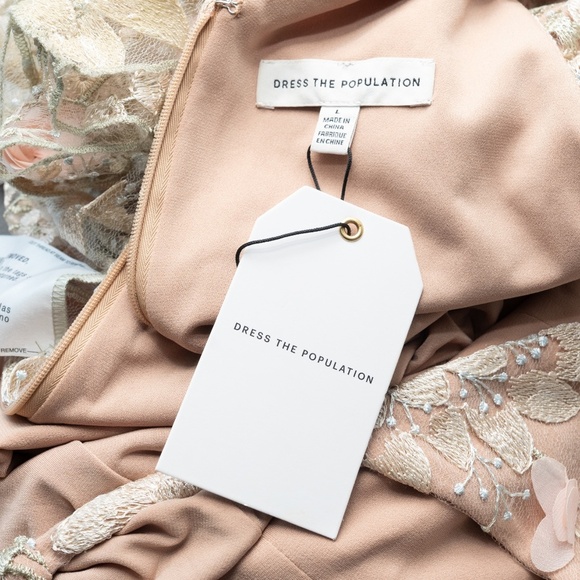 Dress The Population | Sidney Deep V-Neck 3D Floral Lace Gown - Picture 7 of 14